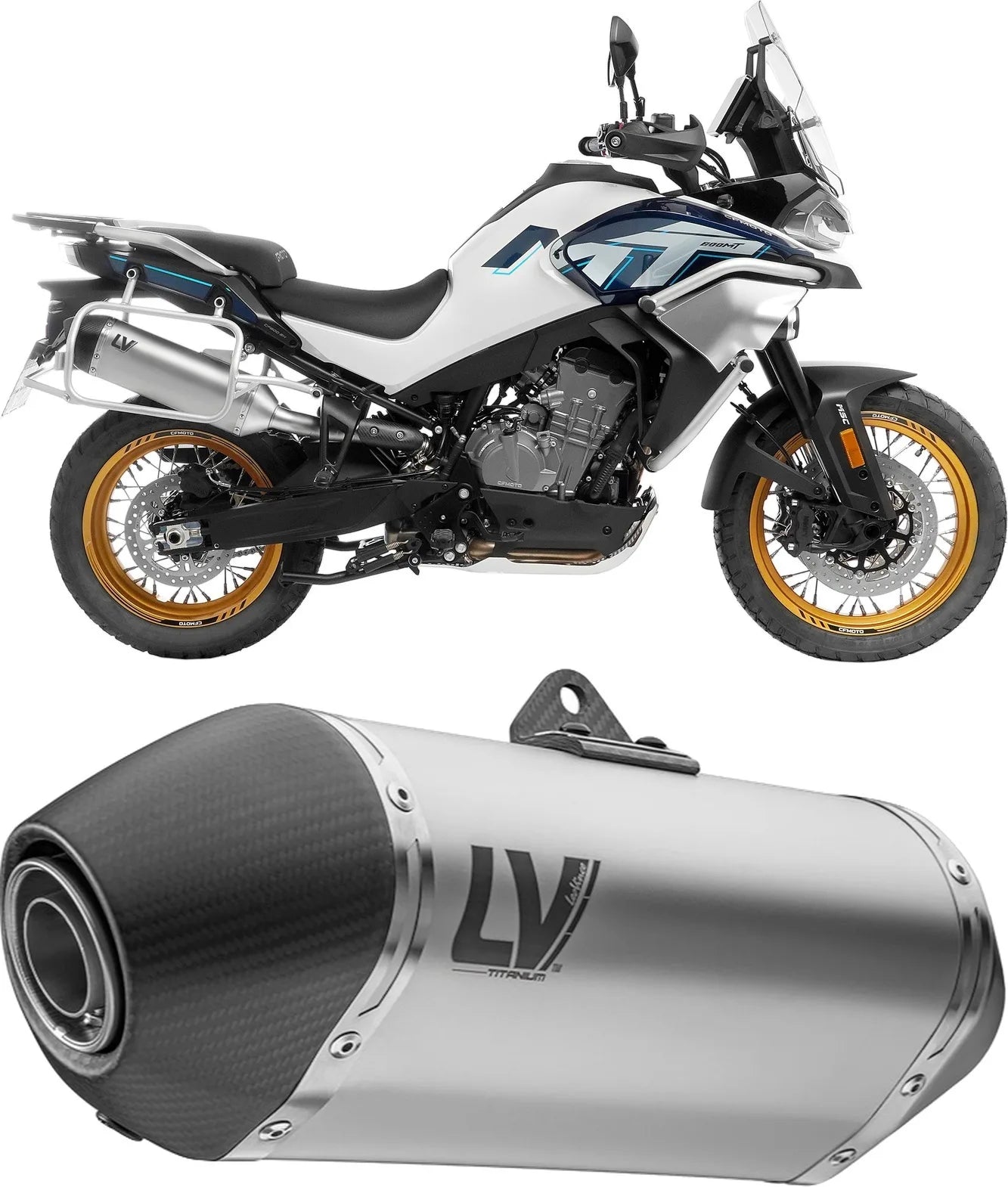 Auspuffendstück Mit Geräuschzulassung Lv-14 Titan Endkappe Carbon Fiber - Leovince Kompatibel Mit Cfmoto 800 Mt Touring (2022-2024)