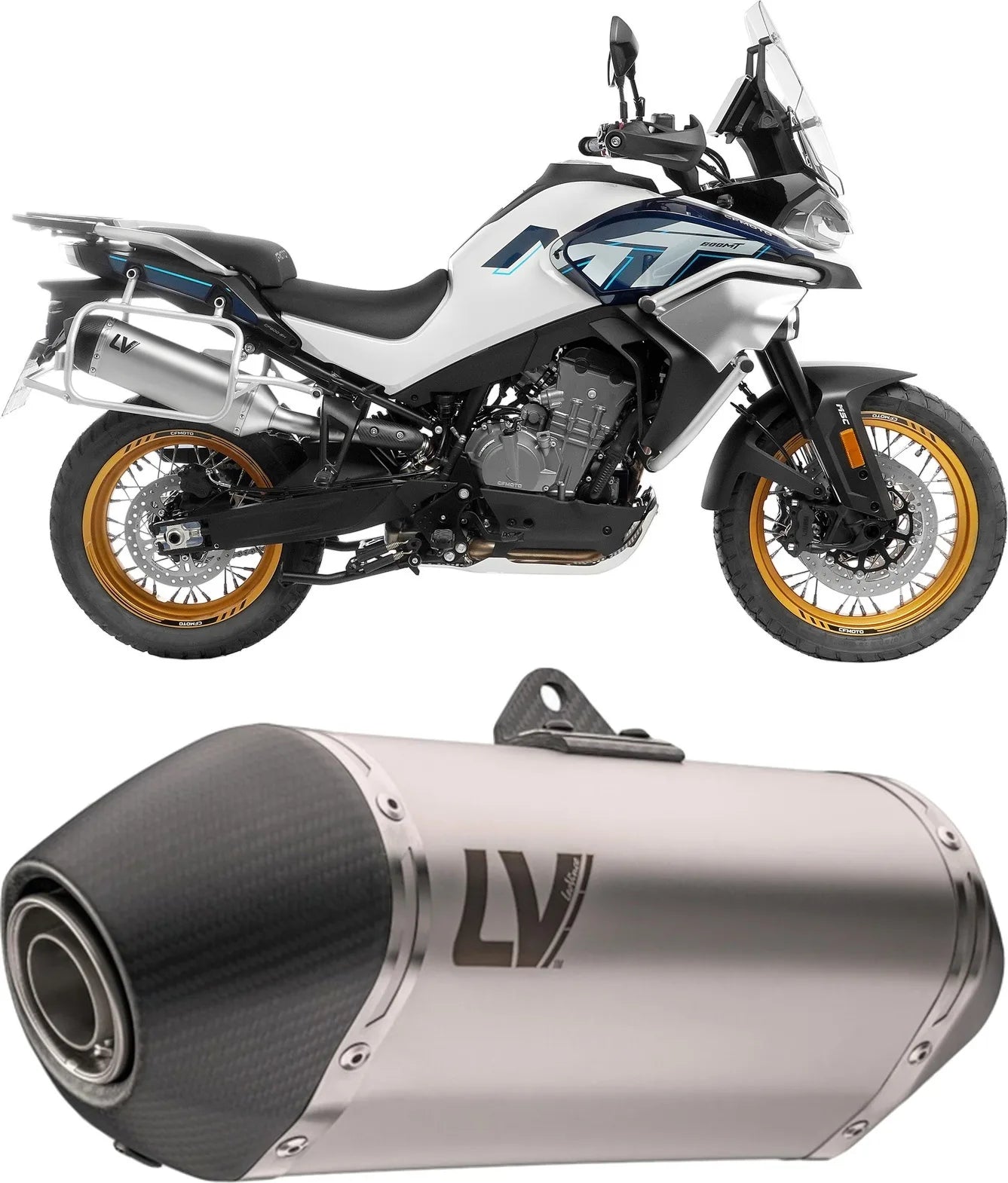 Auspuffendstück Mit Geräuschzulassung Lv-14 Edelstahl Endkappe Carbon Fiber - Leovince Kompatibel Mit Cfmoto 800 Mt Explore (2022-2024)