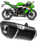 Auspuffendstück Mit Geräuschzulassung Lv-14 R Edelstahl Schwarz Endkappe Carbon Fiber - Leovince Kompatibel Mit Kawasaki Zx 6R Ninja (2024-2026)