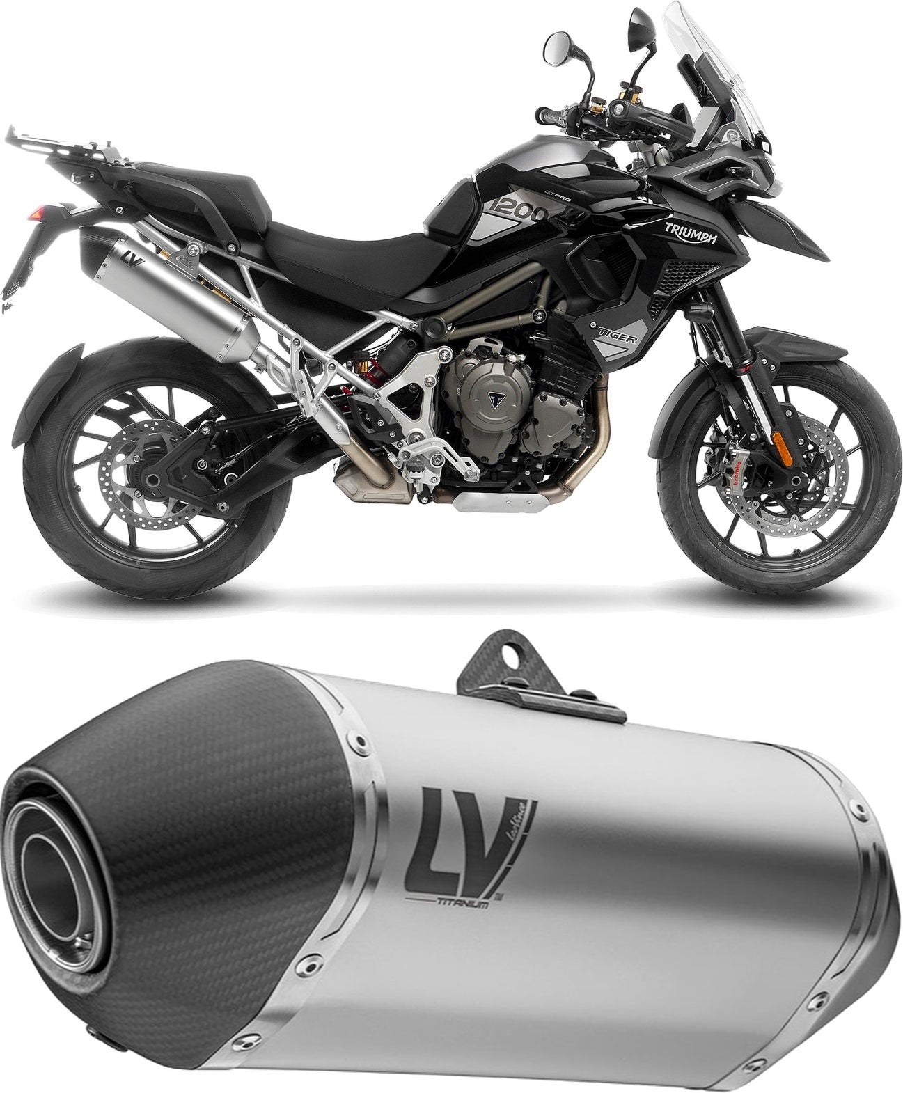 Exhaust Tip With Noise Certification Lv-14 Titanium Carbon Fiber End Cap - Leovince Compatible With Triumph Tiger 1200 Gt Rally (2025-2026)