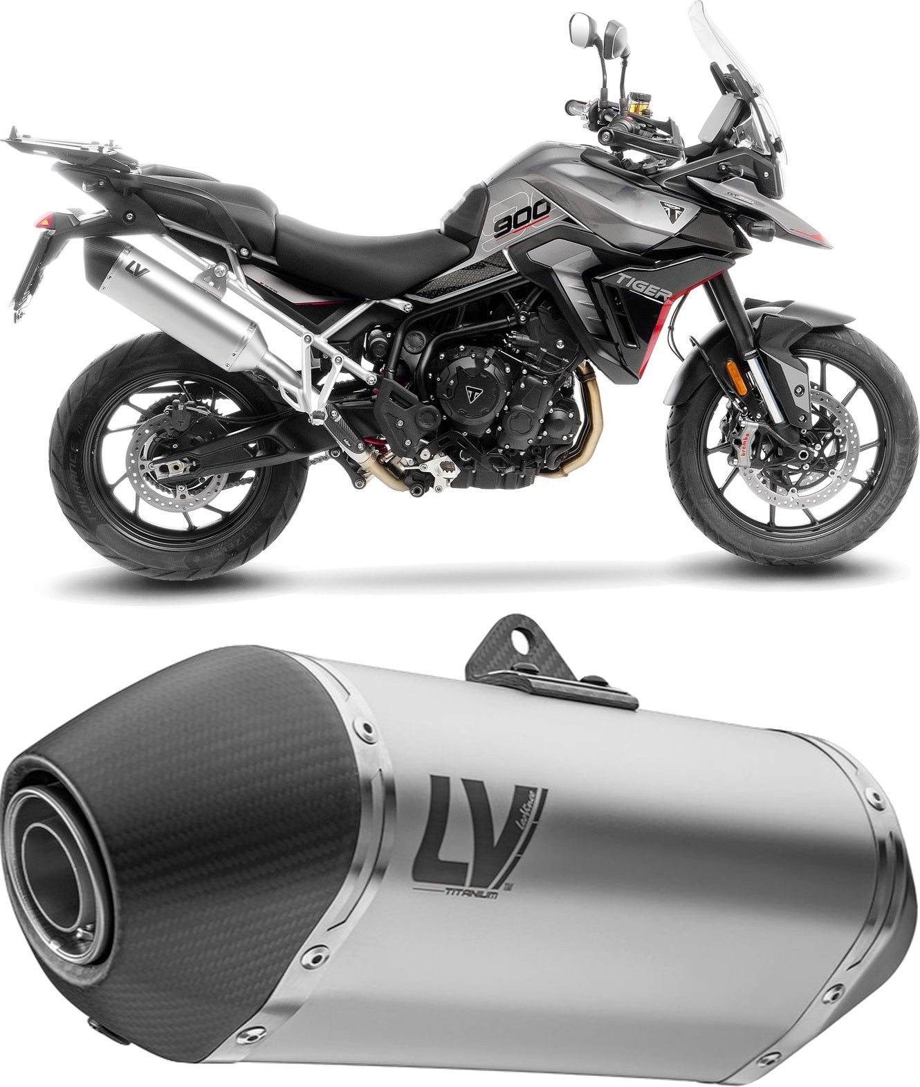 Exhaust Tip With Noise Certification Lv-14 Titanium Carbon Fiber End Cap - Leovince Compatible With Triumph Tiger 900 Rally Pro (2024-2026)