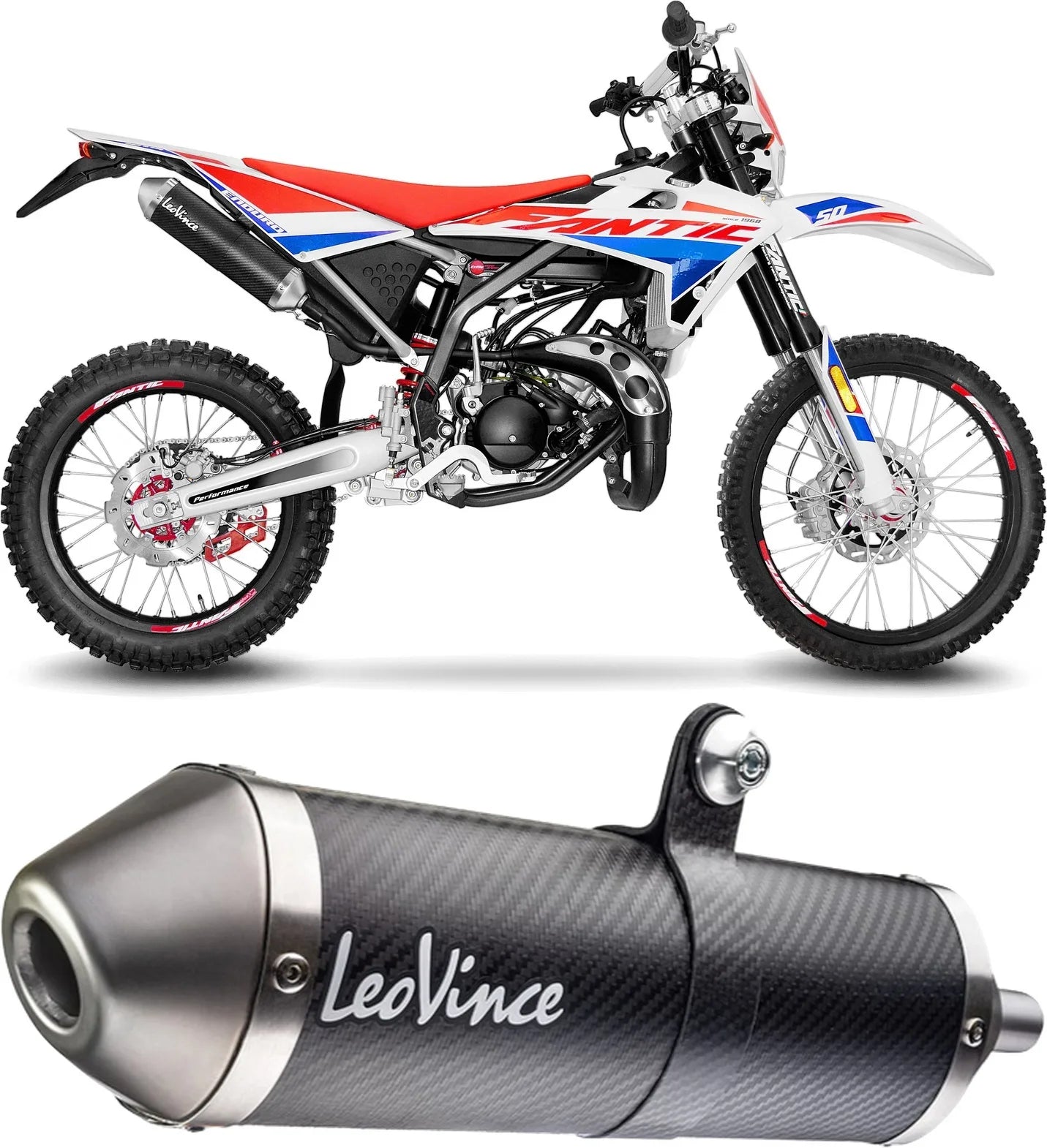Auspuffendstück Mit Geräuschzulassung X-Fight Carbon Fiber Endkappe Edelstahl - Leovince Kompatibel Mit Fantic Motor Enduro 50 Competition (2019-2020)