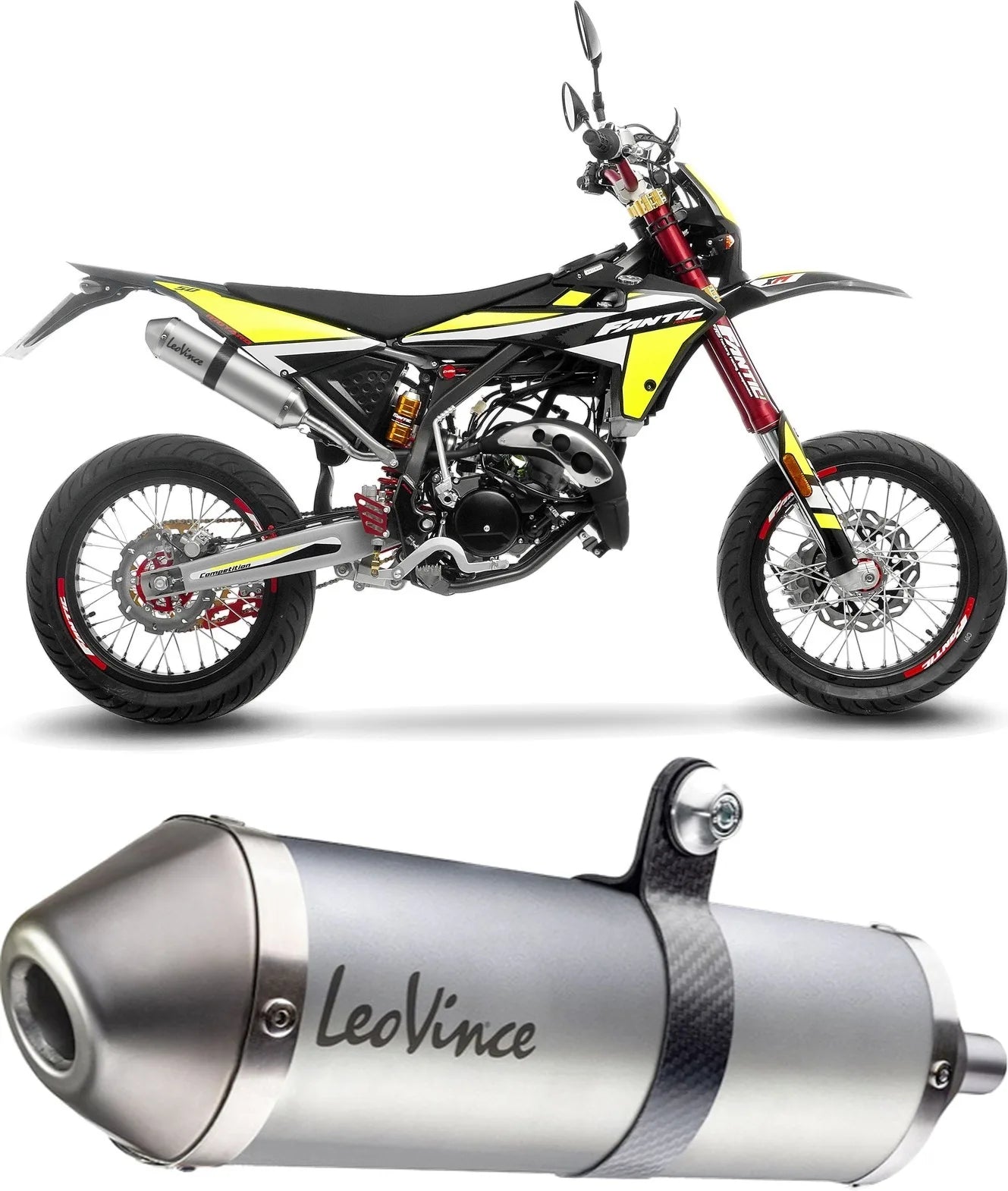 Auspuffendstück Mit Geräuschzulassung X-Fight Edelstahl Endkappe Edelstahl - Leovince Kompatibel Mit Fantic Motor Xe 50 Performance (2021-2024)