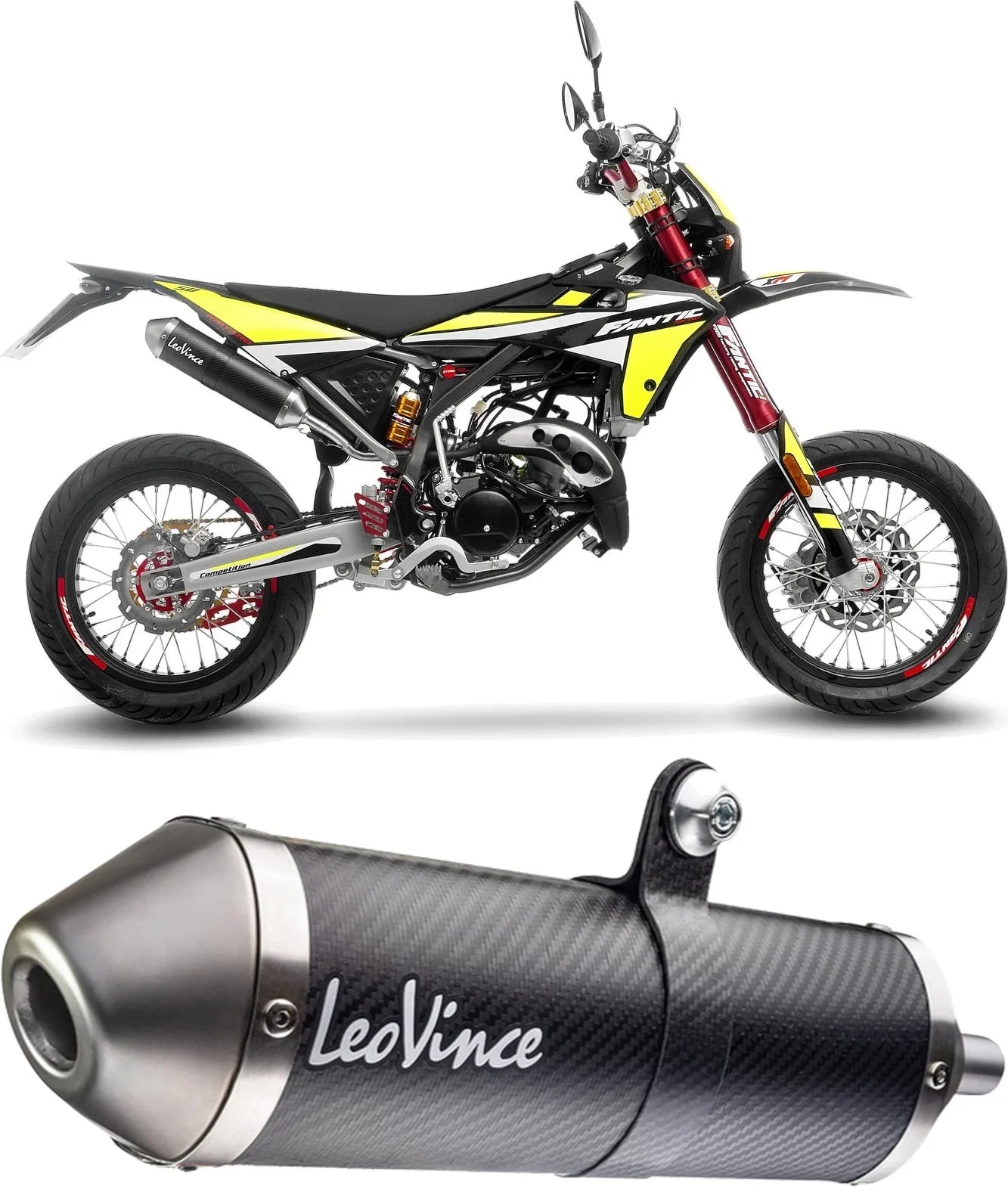 Auspuffendstück Mit Geräuschzulassung X-Fight Carbon Fiber Endkappe Edelstahl - Leovince Kompatibel Mit Fantic Motor Xe 50 Performance (2021-2024)
