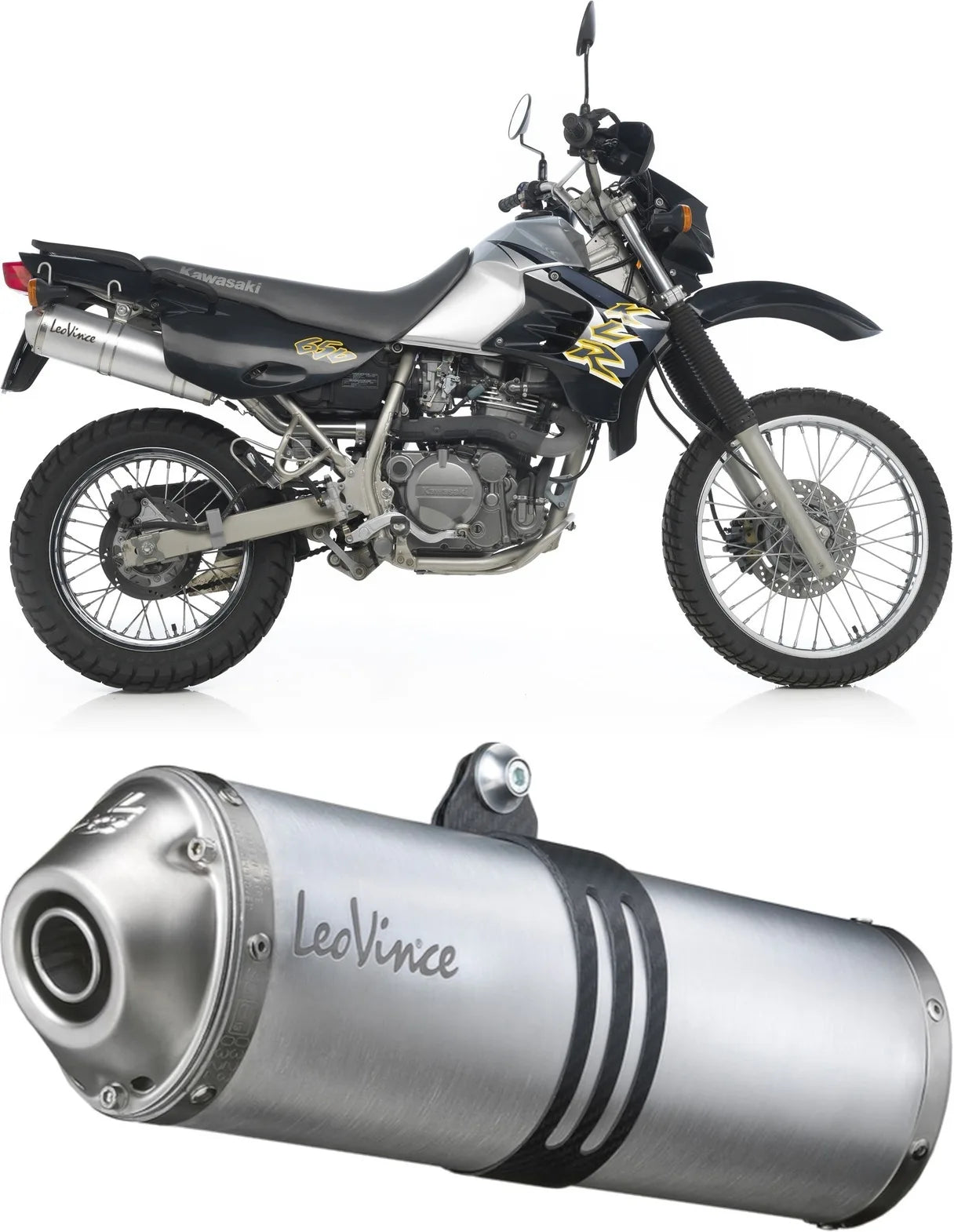 Auspuffendstück Mit Geräuschzulassung Lv-X Aluminium Endkappe Edelstahl - Leovince Kompatibel Mit Kawasaki Klr 650 (1997-2022)