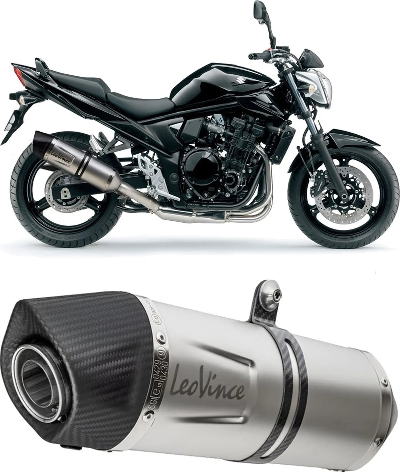 Auspuffendstück Mit Geräuschzulassung Lv One Evo Edelstahl Endkappe Carbon Fiber - Leovince Kompatibel Mit Suzuki Gsx-F 650 (2008-2015)