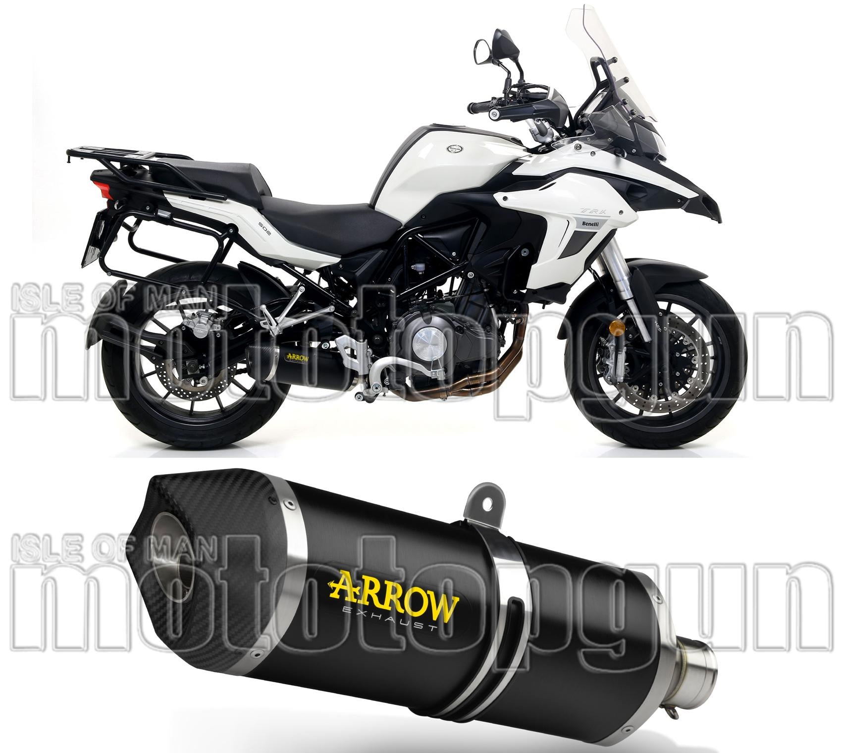 Exhaust Tip With Noise Certification Race-Tech Black Aluminium Carbon - Arrow Special Parts Compatible With Benelli Trk 502 (2017-2020)