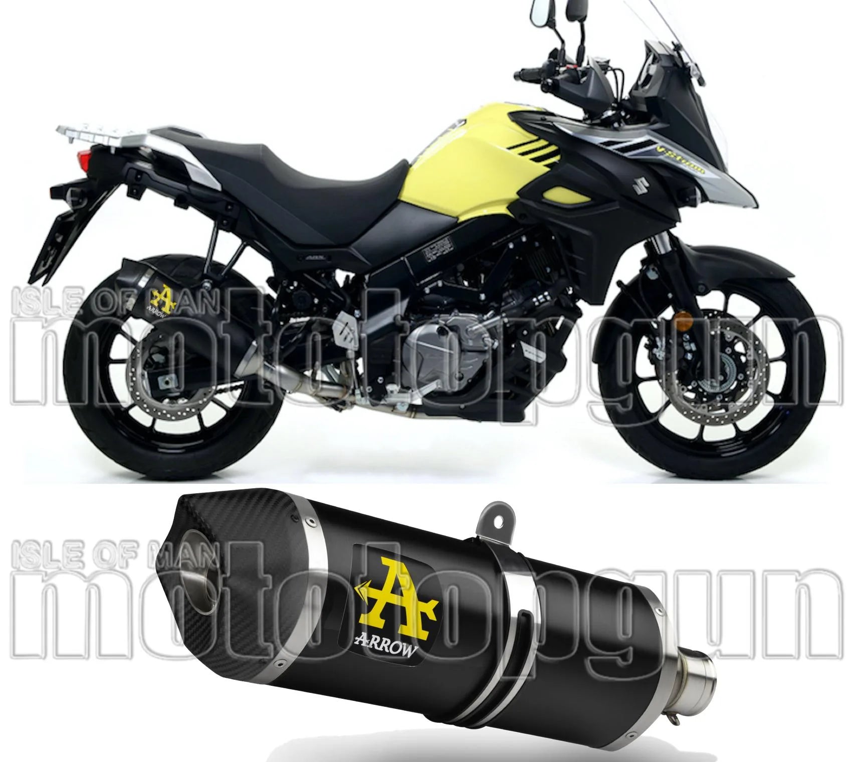 Auspuffendstück Mit Geräuschzulassung Race-Tech Aluminium Schwarz Carbon - Arrow Special Parts Kompatibel Mit Suzuki V-Strom 650 (2017-2020)