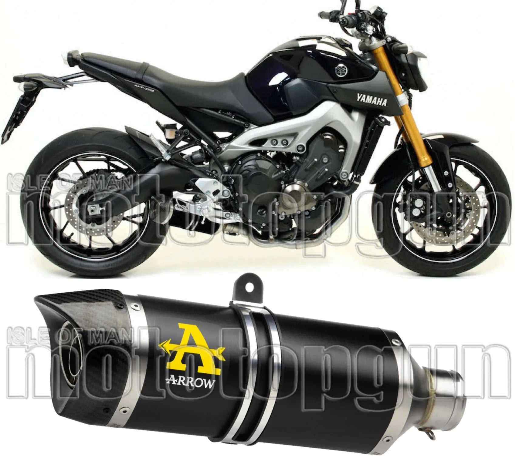 Auspuffendstück Mit Geräuschzulassung Thunder Aluminium Schwarz Carbon - Arrow Special Parts Kompatibel Mit Yamaha Mt-09 Tracer (2015-2020)
