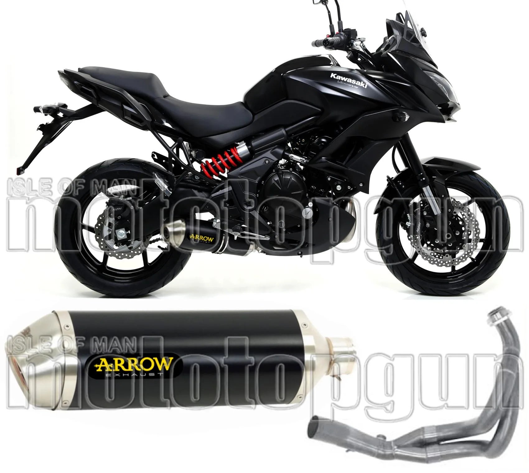 Komplette Abgasanlage Mit Katalysator Und Geräuschzulassung Race-Tech Aluminium Schwarz Edelstahl - Arrow Special Parts Kompatibel Mit Kawasaki Versys 650 (2017-2022)