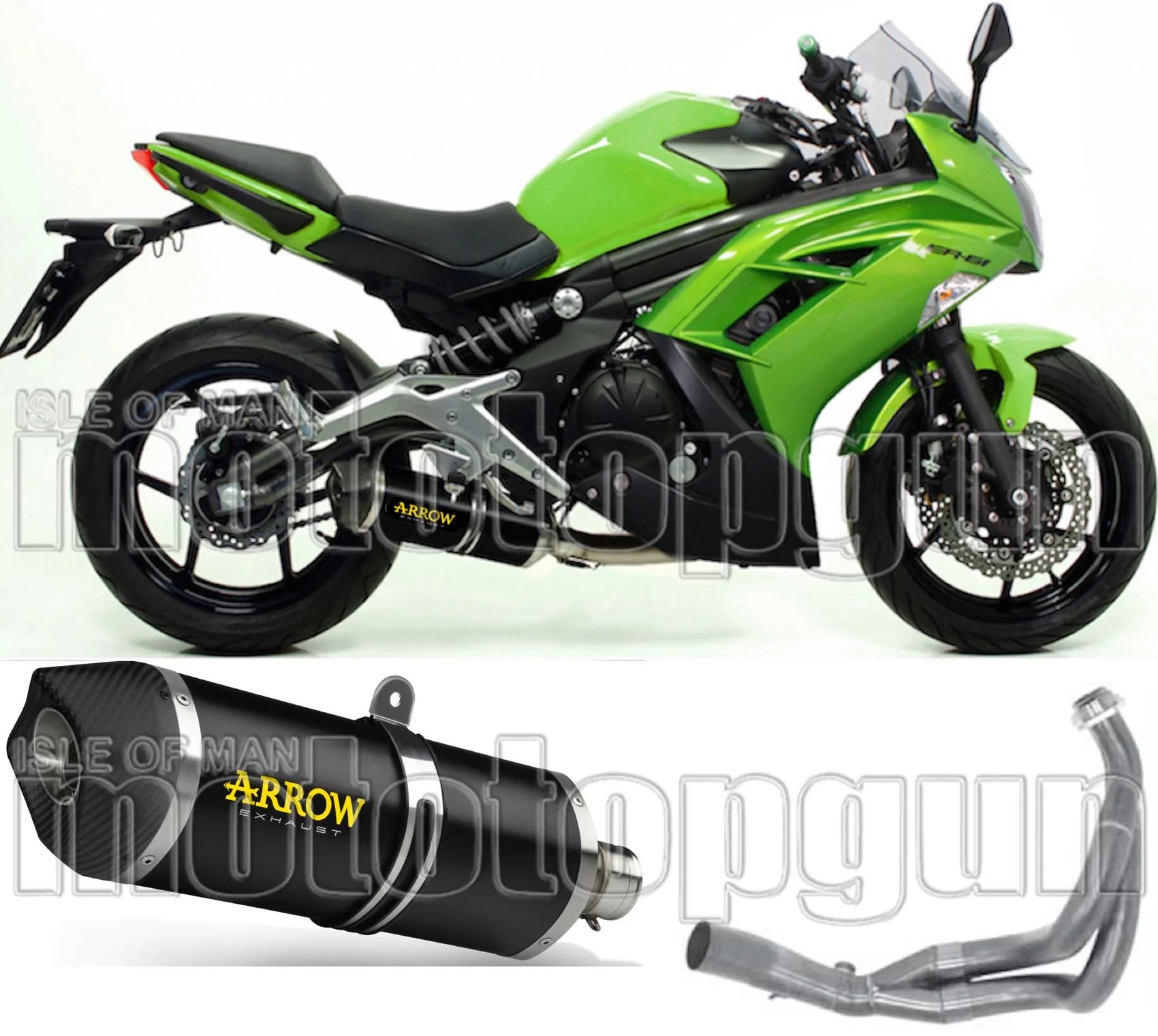 Komplette Abgasanlage Mit Katalysator Und Geräuschzulassung Race-Tech Aluminium Schwarz Carbon - Arrow Special Parts Kompatibel Mit Kawasaki Er-6 N (2012-2016)