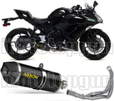 Komplette Abgasanlage Mit Katalysator Und Geräuschzulassung Race-Tech Aluminium Schwarz Carbon - Arrow Special Parts Kompatibel Mit Kawasaki Z 650 (2017-2020)