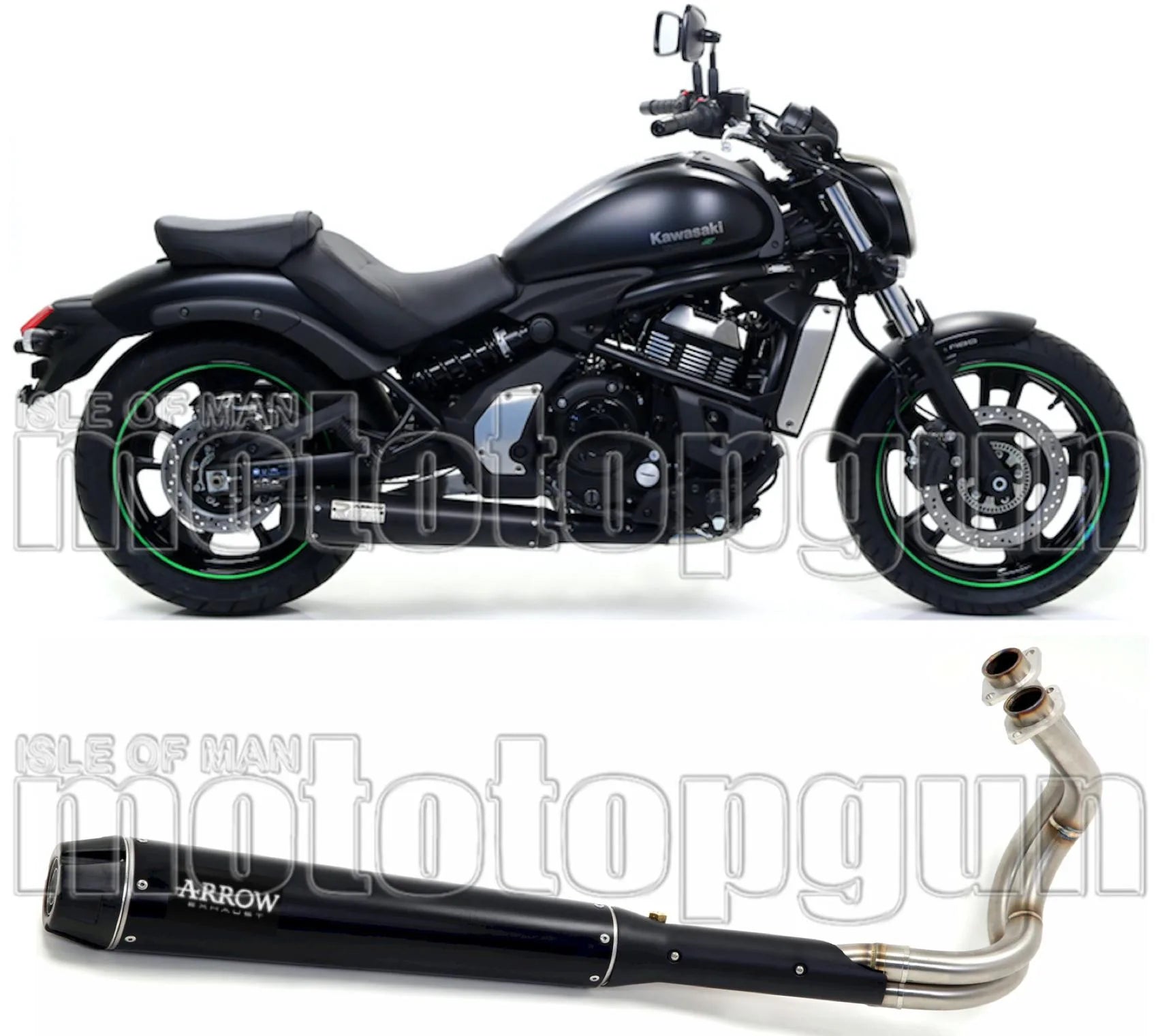 Komplette Abgasanlage Mit Katalysator Und Geräuschzulassung Rebel Aluminium Schwarz Carbon - Arrow Special Parts Kompatibel Mit Kawasaki Vulcan 650 S (2017-2020)