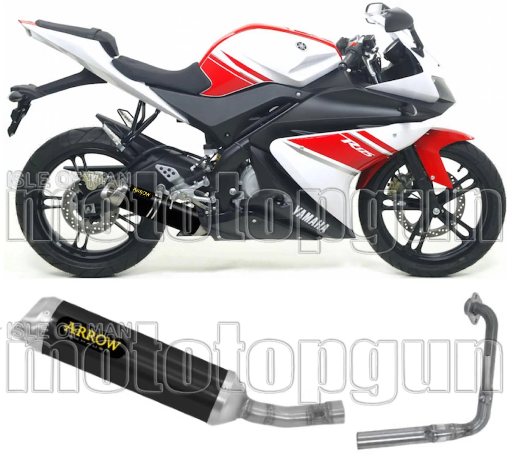 Komplette Abgasanlage Mit Katalysator Und Geräuschzulassung Thunder Aluminium Schwarz Edelstahl - Arrow Special Parts Kompatibel Mit Yamaha Yzf-R 125 (2008-2013)