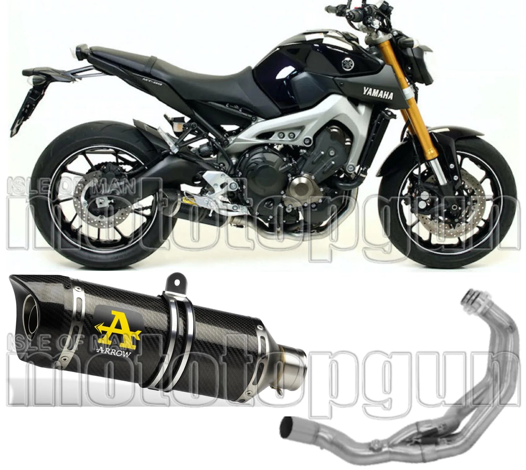 Komplette Abgasanlage Mit Katalysator Und Geräuschzulassung Thunder Carbon Carbon - Arrow Special Parts Kompatibel Mit Yamaha Mt-09 Tracer (2015-2020)