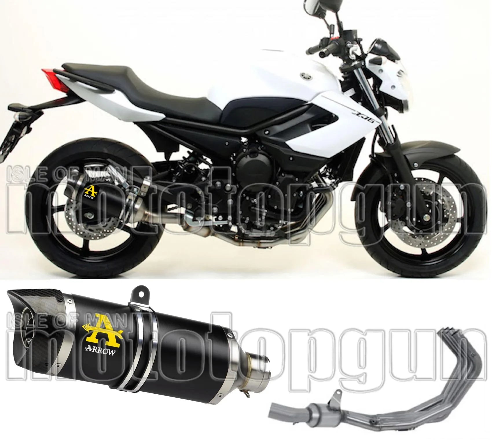 Komplette Abgasanlage Mit Katalysator Und Geräuschzulassung Thunder Aluminium Schwarz Carbon - Arrow Special Parts Kompatibel Mit Yamaha Xj6 600 (2009-2015)