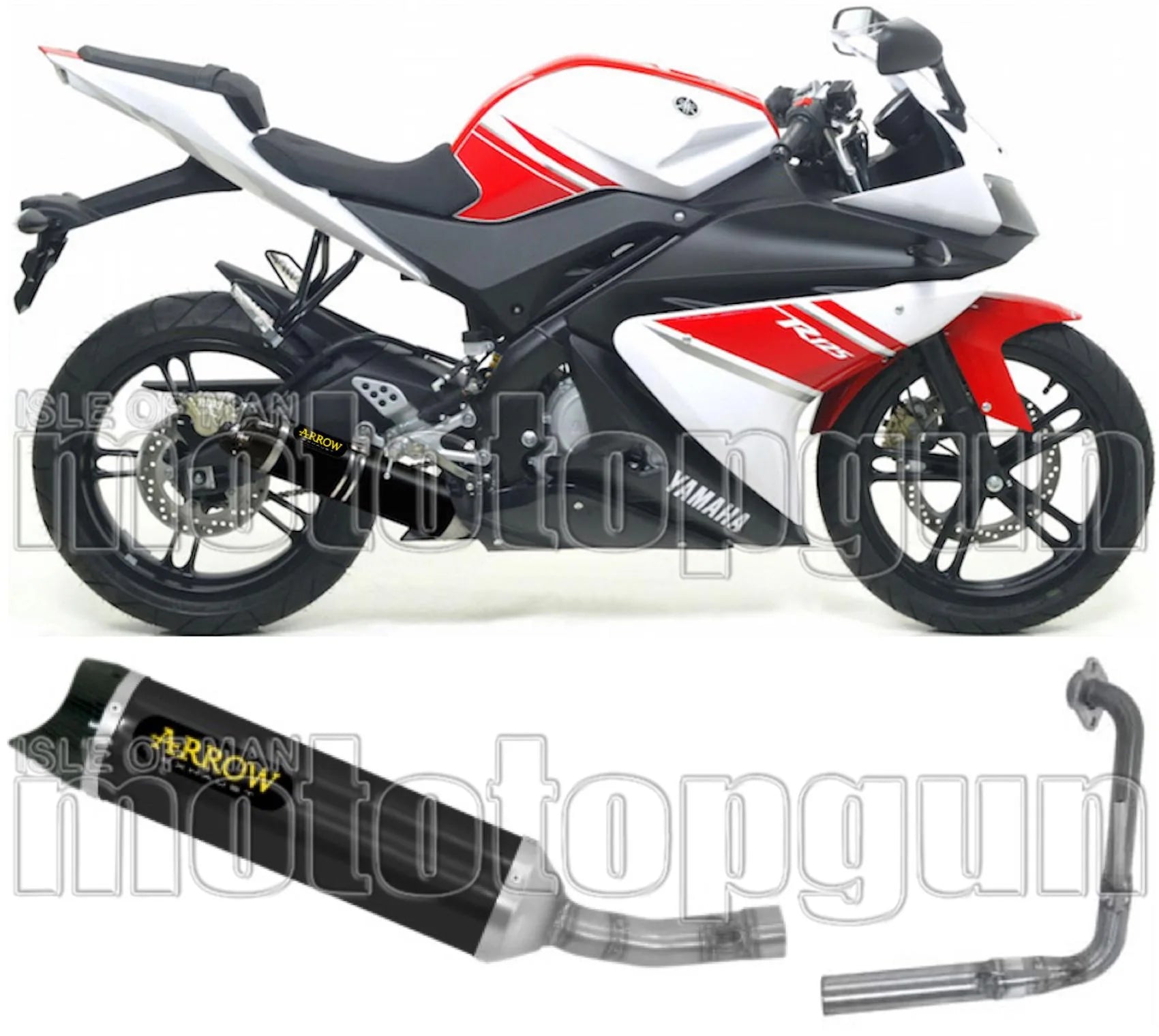 Komplette Abgasanlage Mit Katalysator Und Geräuschzulassung Thunder Aluminium Schwarz Carbon - Arrow Special Parts Kompatibel Mit Yamaha Yzf-R 125 (2008-2013)