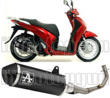 Complete Catalytic Exhaust System With Sound Certification Urban Black Aluminium Stainless Steel Black - Arrow Special Parts Compatible With Honda Sh 150 I Abs (2012-2016)