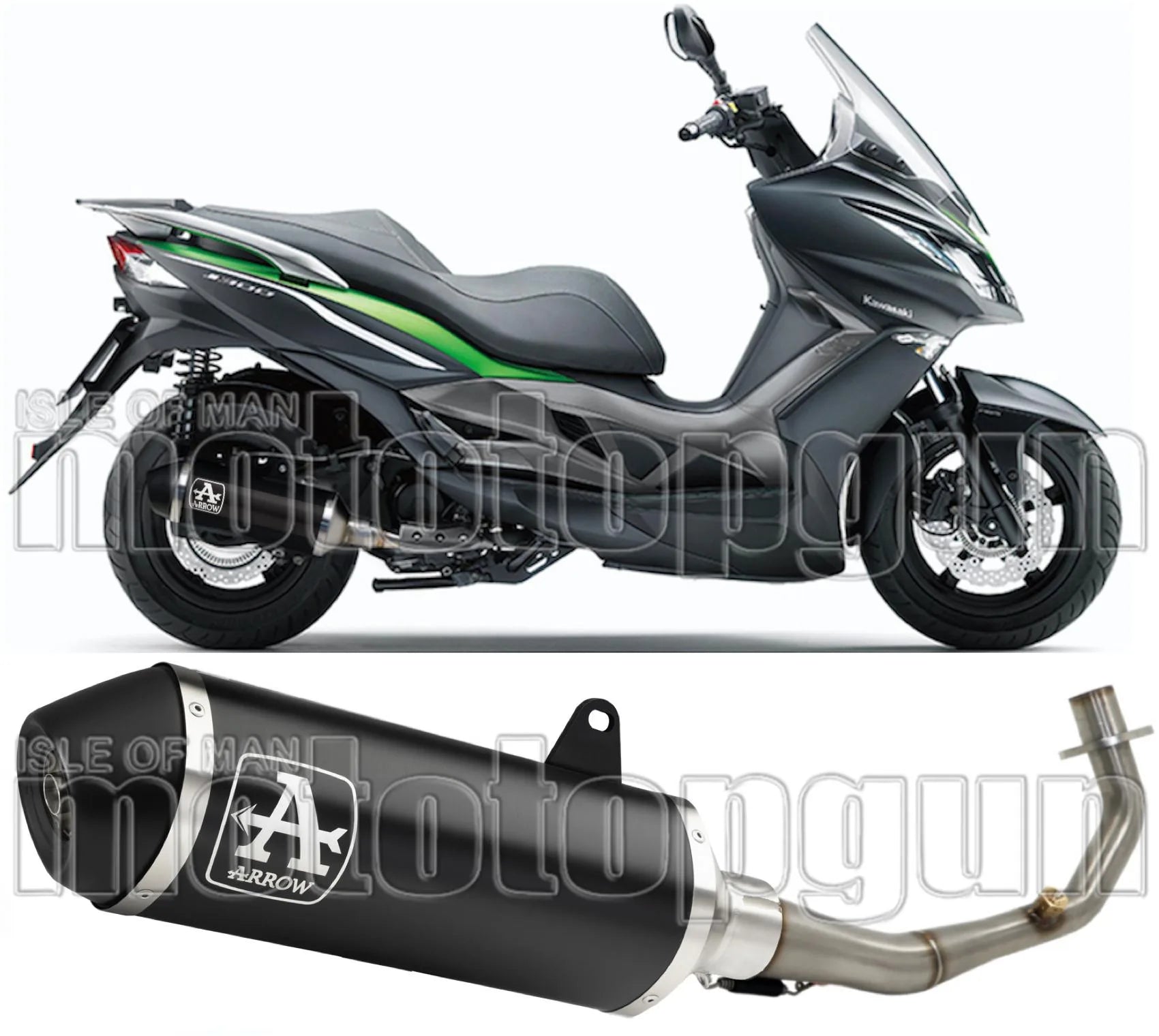 Komplette Abgasanlage Mit Katalysator Und Geräuschzulassung Urban Aluminium Schwarz Edelstahl Schwarz - Arrow Special Parts Kompatibel Mit Kawasaki J 125 (2016)