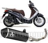 Complete Catalytic Exhaust System With Sound Certification Urban Black Aluminium Stainless Steel Black - Arrow Special Parts Compatible With Piaggio Medley 125 (2016-2019)