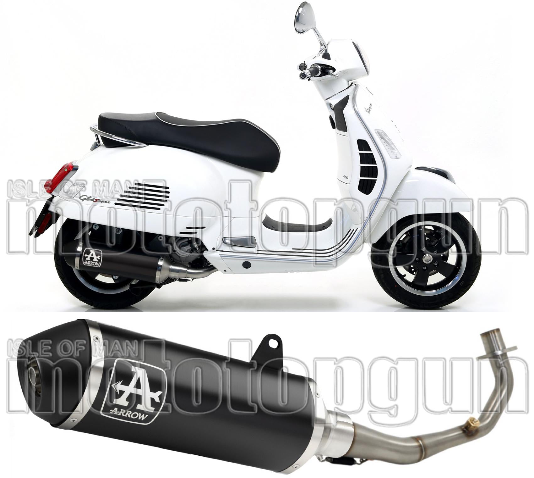 Complete Catalytic Exhaust System With Sound Certification Urban Black Aluminium Stainless Steel Black - Arrow Special Parts Compatible With Piaggio Vespa Gts 125 (2008-2016)