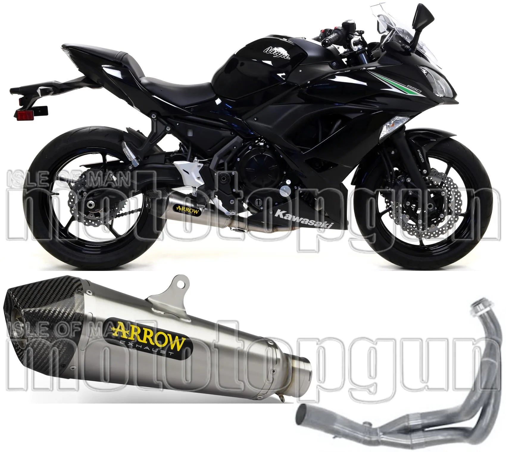 Komplette Abgasanlage Mit Katalysator Und Geräuschzulassung X-Kone Nichrom Carbon - Arrow Special Parts Kompatibel Mit Kawasaki Ninja 650 (2017-2020)