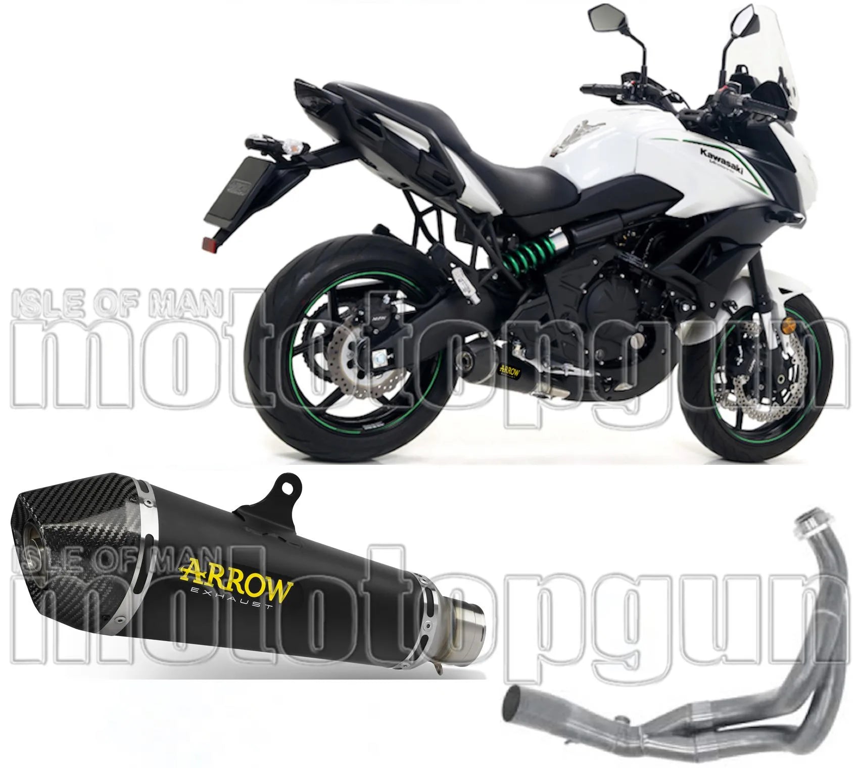Komplette Abgasanlage Mit Katalysator Und Geräuschzulassung X-Kone Nichrom Schwarz Carbon - Arrow Special Parts Kompatibel Mit Kawasaki Versys 650 (2017-2022)