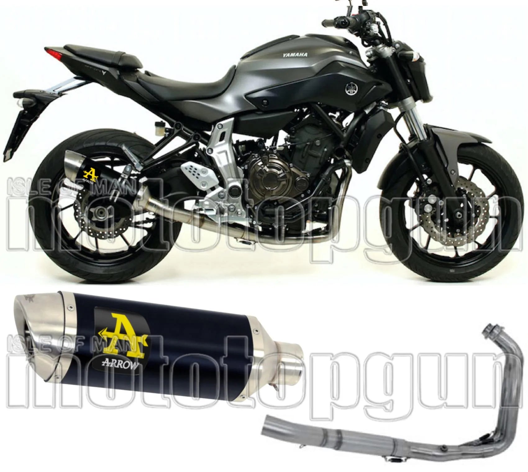 Komplette Abgasanlage Mit Katalysator Und Geräuschzulassung Thunder Aluminium Schwarz Edelstahl - Arrow Special Parts Kompatibel Mit Yamaha Tracer 7 (2021-2024)