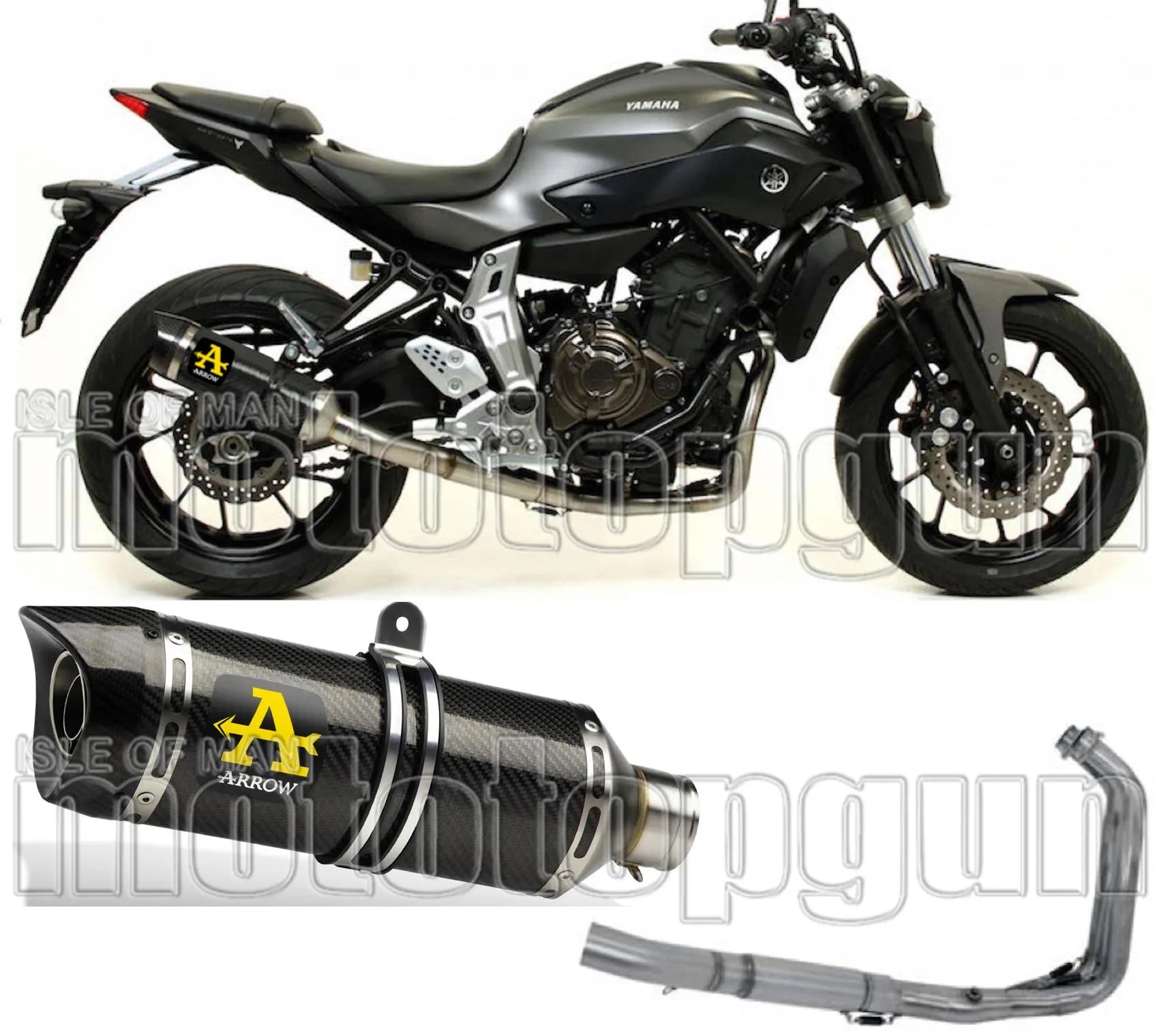 Komplette Abgasanlage Mit Katalysator Und Geräuschzulassung Thunder Carbon Carbon - Arrow Special Parts Kompatibel Mit Yamaha Mt-07 (2014-2020)
