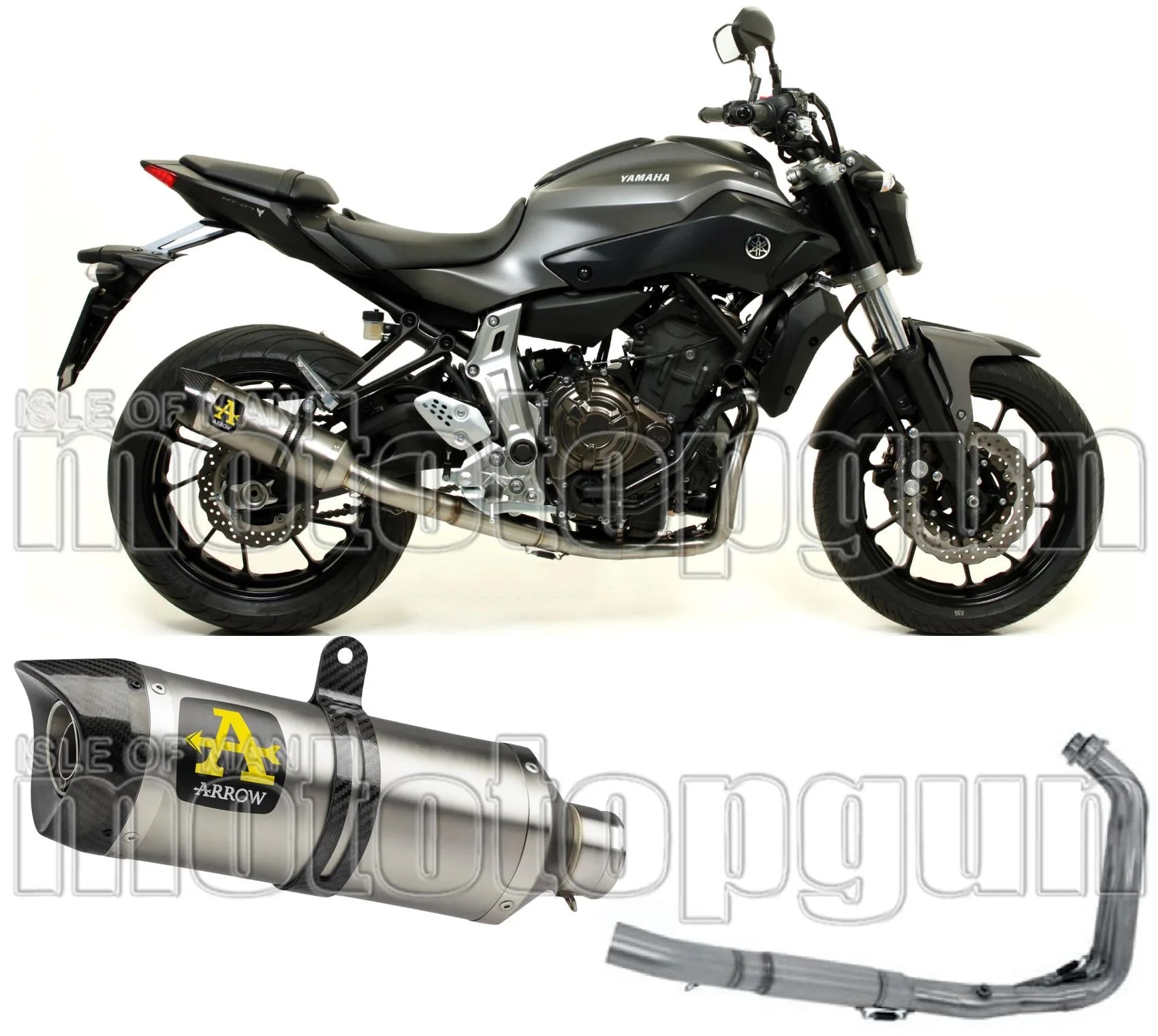 Komplette Abgasanlage Mit Katalysator Und Geräuschzulassung Thunder Aluminium Carbon - Arrow Special Parts Kompatibel Mit Yamaha Tracer 700 (2016-2019)