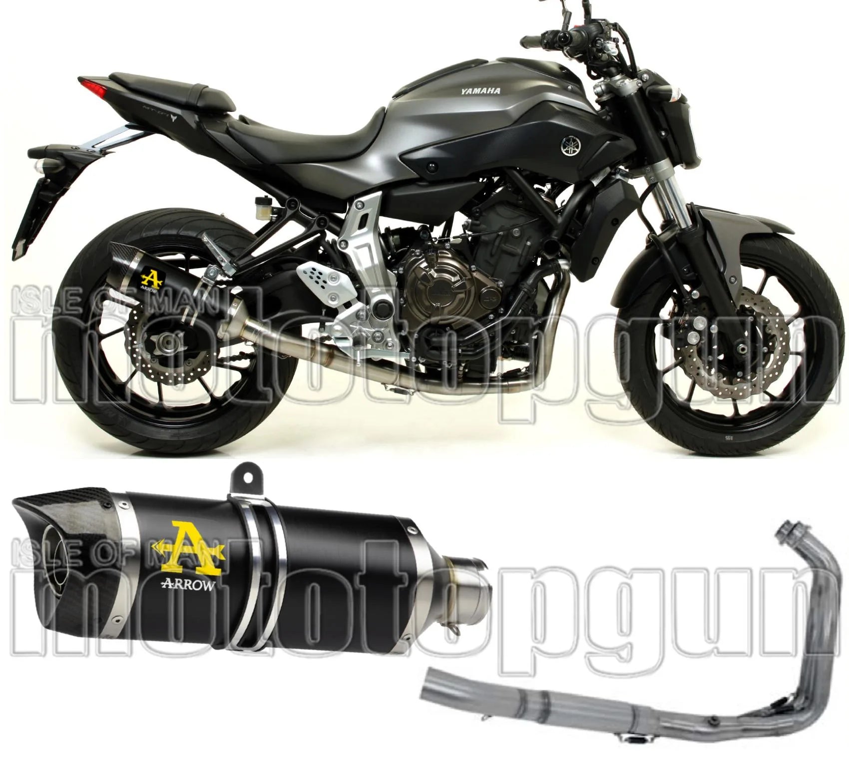 Komplette Abgasanlage Mit Katalysator Und Geräuschzulassung Thunder Aluminium Schwarz Carbon - Arrow Special Parts Kompatibel Mit Yamaha Tracer 7 (2021-2024)