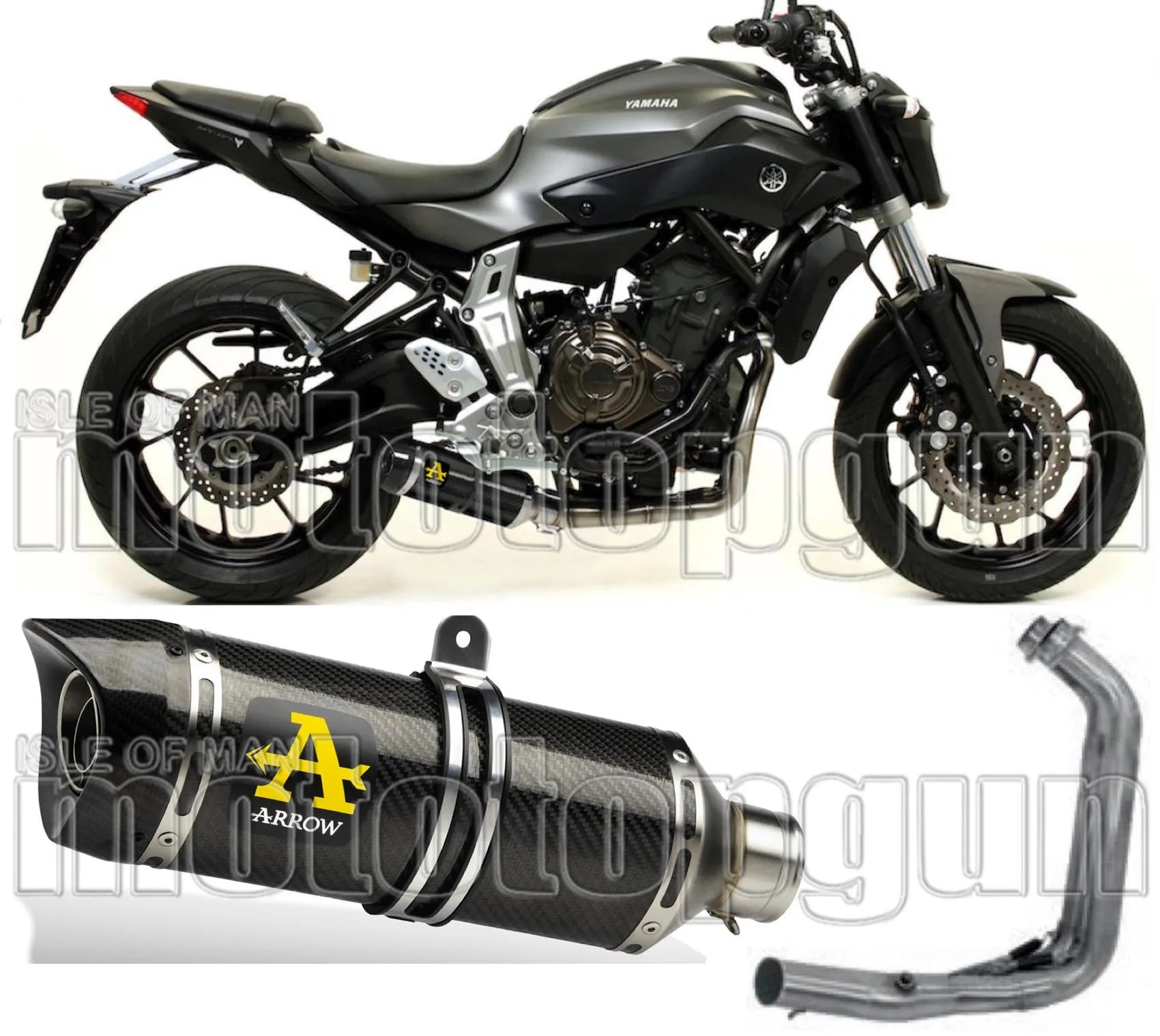 Komplette Abgasanlage Mit Katalysator Und Geräuschzulassung Thunder Carbon Carbon - Arrow Special Parts Kompatibel Mit Yamaha Mt-07 (2014-2020)