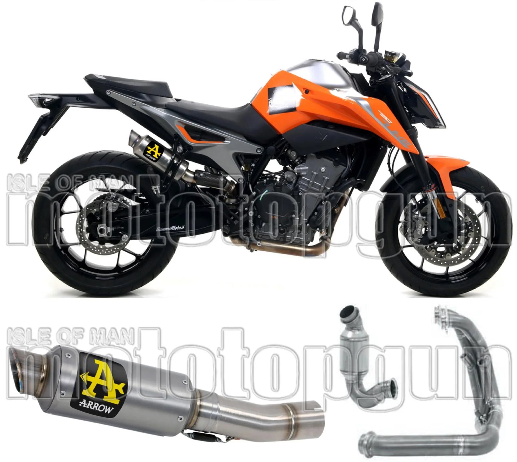 Komplette Auspuffanlage Ohne Katalysator Und Mit Geräuschzulassung Gp2 Gp-2 Titan Edelstahl - Arrow Special Parts Kompatibel Mit Ktm 890 Duke R (2020-2023)