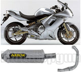 Komplette Auspuffanlage Ohne Katalysator Und Mit Geräuschzulassung Maxi Race-Tech Aluminium Edelstahl - Arrow Special Parts Kompatibel Mit Kawasaki Er-6 N (2005-2011)