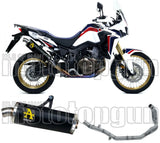 Komplette Auspuffanlage Ohne Katalysator Und Mit Geräuschzulassung Maxi Race-Tech Aluminium Schwarz Edelstahl - Arrow Special Parts Kompatibel Mit Honda Crf 1000 L Africa Twin (2016-2019)