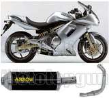 Komplette Auspuffanlage Ohne Katalysator Und Mit Geräuschzulassung Maxi Race-Tech Aluminium Schwarz Edelstahl - Arrow Special Parts Kompatibel Mit Kawasaki Er-6 F (2005-2011)