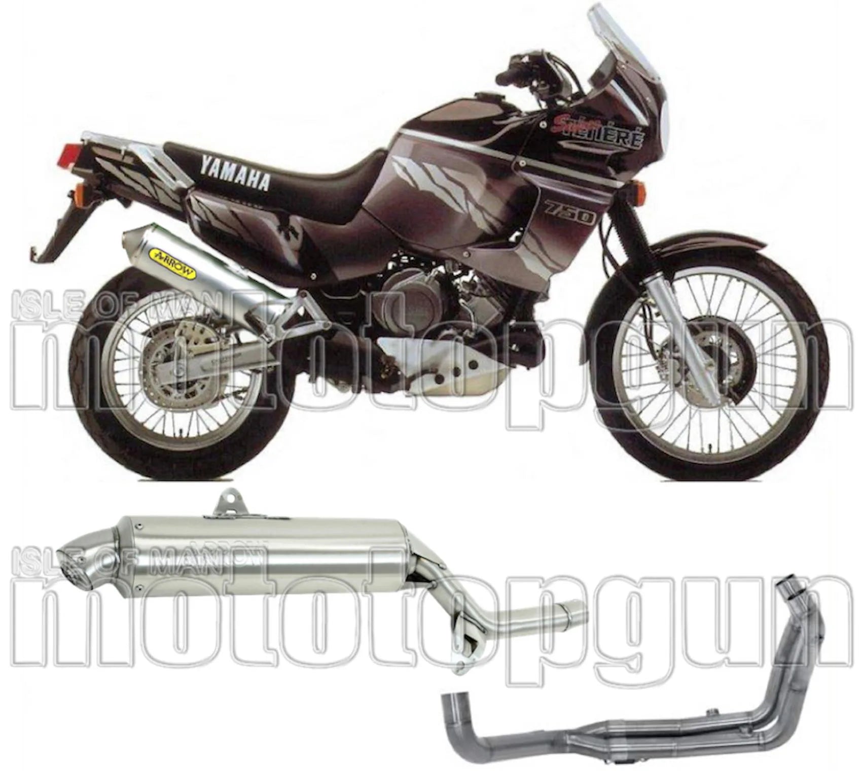 Komplette Auspuffanlage Ohne Katalysator Und Mit Geräuschzulassung Paris Dacar Edelstahl Edelstahl - Arrow Special Parts Kompatibel Mit Yamaha Xtz 750 Super Ténéré (1989-1994)