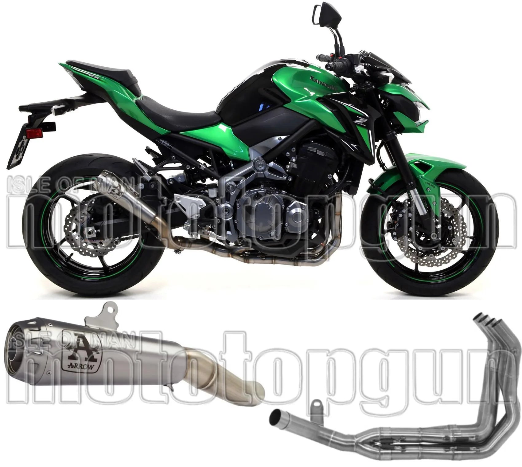 Komplette Auspuffanlage Ohne Katalysator Und Mit Geräuschzulassung Pro-Race Titan Titan - Arrow Special Parts Kompatibel Mit Kawasaki Z 900 (2020-2024)