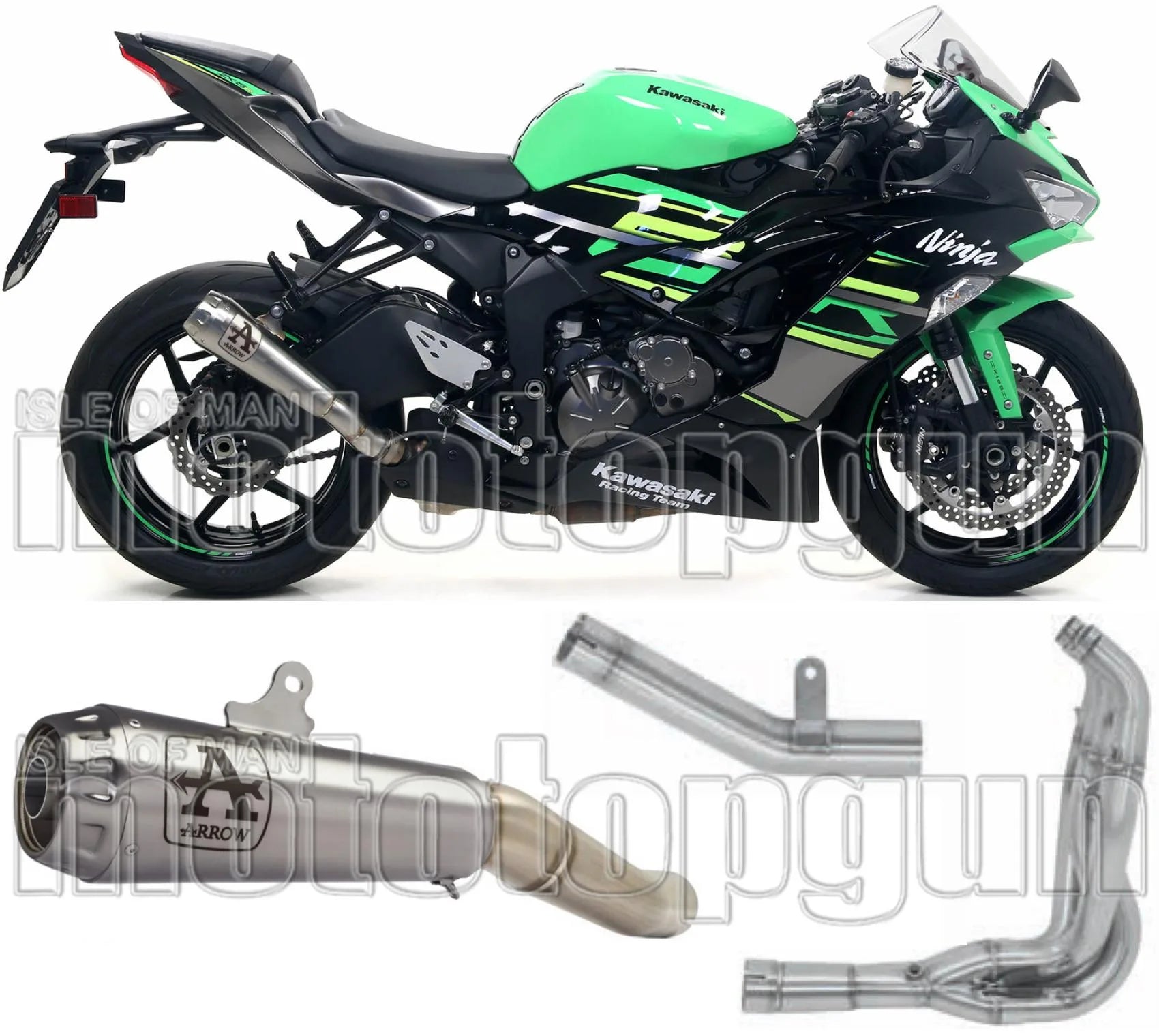Komplette Auspuffanlage Ohne Katalysator Und Mit Geräuschzulassung Pro-Race Titan Titan - Arrow Special Parts Kompatibel Mit Kawasaki Zx 6R 636 (2019-2020)