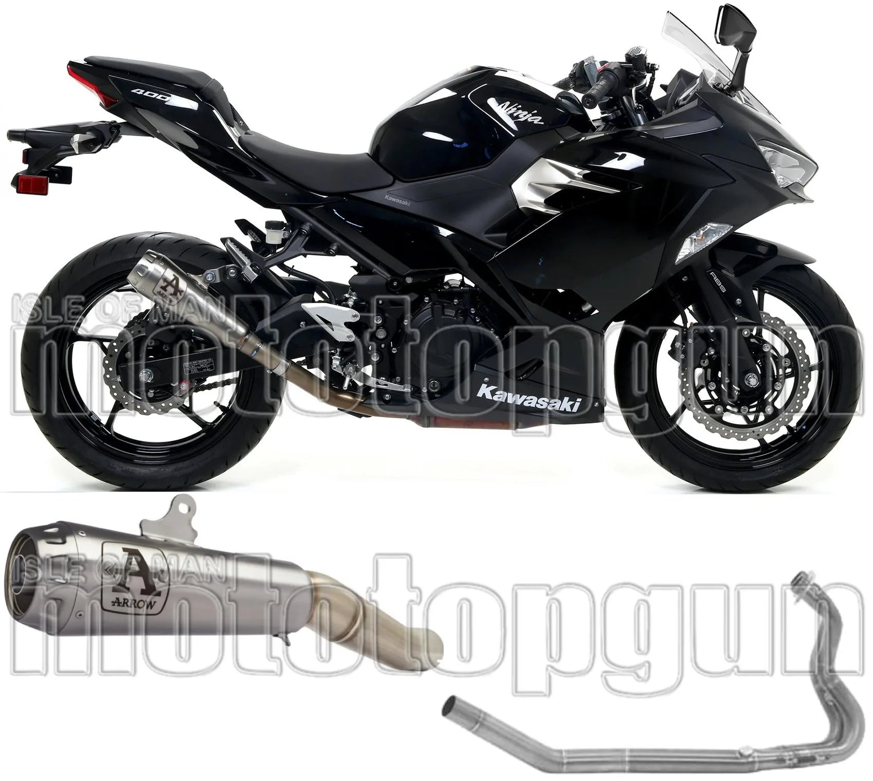 Komplette Auspuffanlage Ohne Katalysator Und Mit Geräuschzulassung Pro-Race Nichrom Edelstahl - Arrow Special Parts Kompatibel Mit Kawasaki Z 400 (2019-2020)