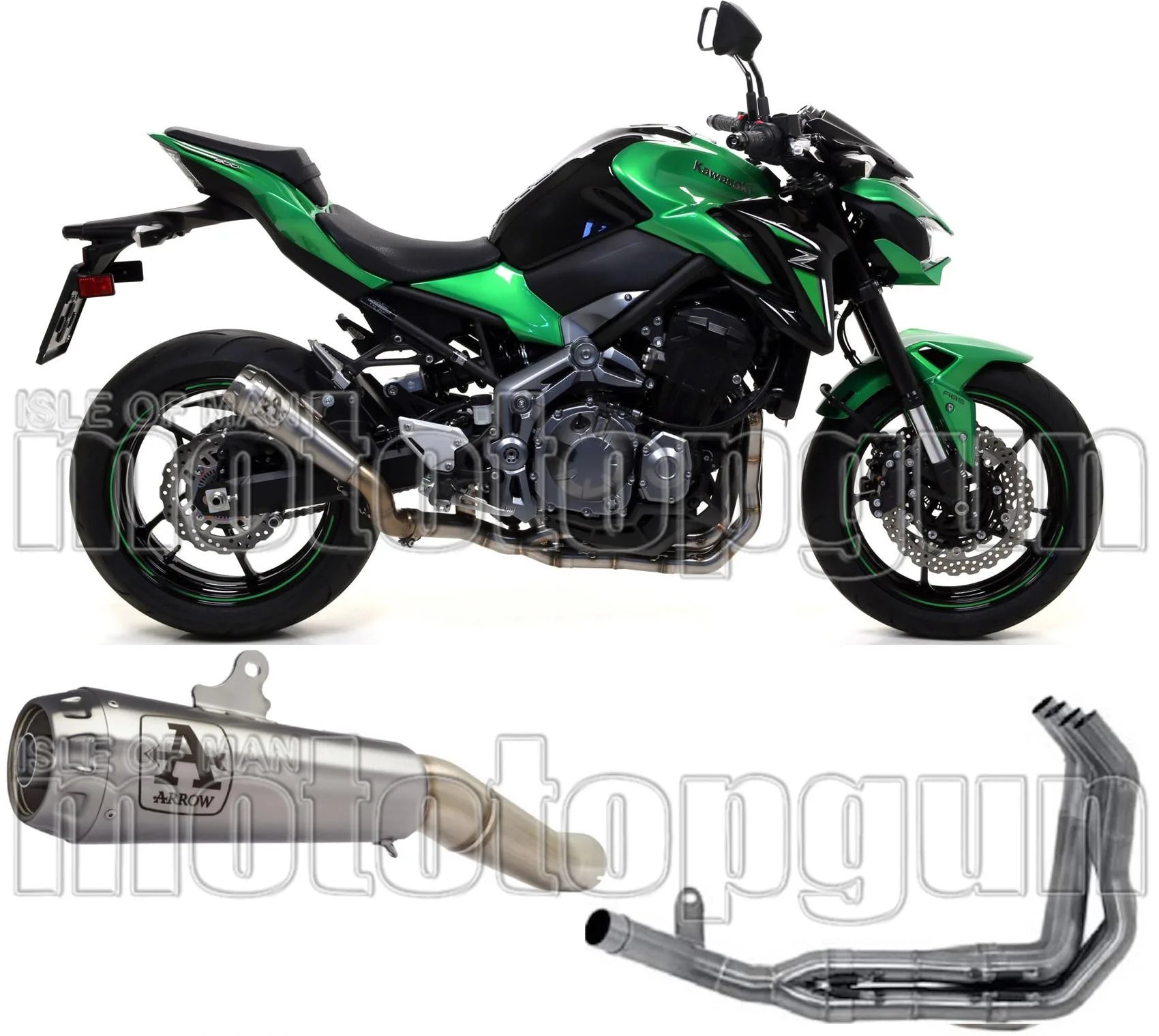 Komplette Auspuffanlage Ohne Katalysator Und Mit Geräuschzulassung Pro-Race Nichrom Edelstahl - Arrow Special Parts Kompatibel Mit Kawasaki Z 900 (2017-2019)