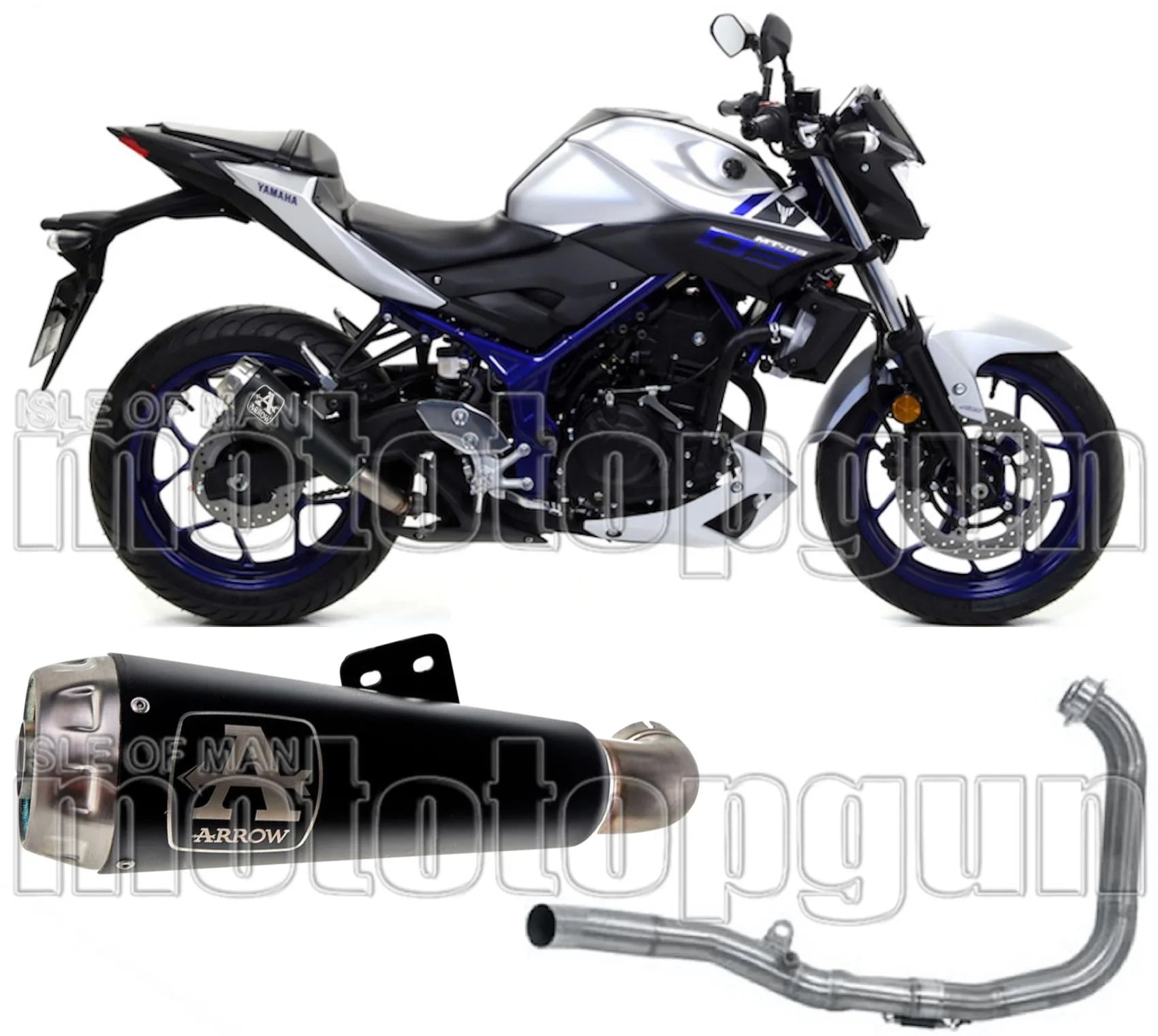 Komplette Auspuffanlage Ohne Katalysator Und Mit Geräuschzulassung Pro-Race Nichrom Schwarz Edelstahl - Arrow Special Parts Kompatibel Mit Yamaha Mt-03 (2016-2017)