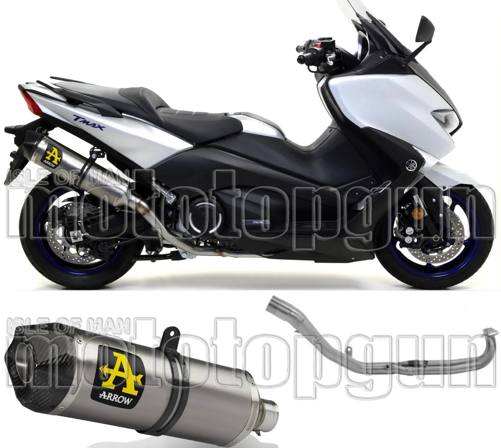 Komplette Auspuffanlage Ohne Katalysator Und Mit Geräuschzulassung Race-Tech Aluminium Carbon - Arrow Special Parts Kompatibel Mit Yamaha Xp 530 T-Max (2017-2019)