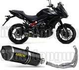 Komplette Auspuffanlage Ohne Katalysator Und Mit Geräuschzulassung Race-Tech Aluminium Schwarz Carbon - Arrow Special Parts Kompatibel Mit Kawasaki Versys 650 (2017-2022)