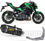 Komplette Auspuffanlage Ohne Katalysator Und Mit Geräuschzulassung Race-Tech Aluminium Schwarz Carbon - Arrow Special Parts Kompatibel Mit Kawasaki Z 900 (2017-2019)