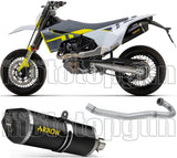 Komplette Auspuffanlage Ohne Katalysator Und Mit Geräuschzulassung Race-Tech Aluminium Schwarz / Titan Carbon - Arrow Special Parts Kompatibel Mit Husqvarna 701 Enduro (2021-2024)