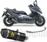 Komplette Auspuffanlage Ohne Katalysator Und Mit Geräuschzulassung Race-Tech Aluminium Schwarz Carbon - Arrow Special Parts Kompatibel Mit Yamaha Xp 530 T-Max Yp (2008-2011)