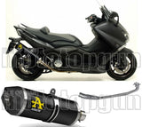 Komplette Auspuffanlage Ohne Katalysator Und Mit Geräuschzulassung Race-Tech Aluminium Schwarz Carbon - Arrow Special Parts Kompatibel Mit Yamaha Xp 530 T-Max (2012-2016)