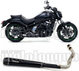 Komplette Auspuffanlage Ohne Katalysator Und Mit Geräuschzulassung Rebel Aluminium Schwarz Carbon - Arrow Special Parts Kompatibel Mit Kawasaki Vulcan 650 S (2014-2016)