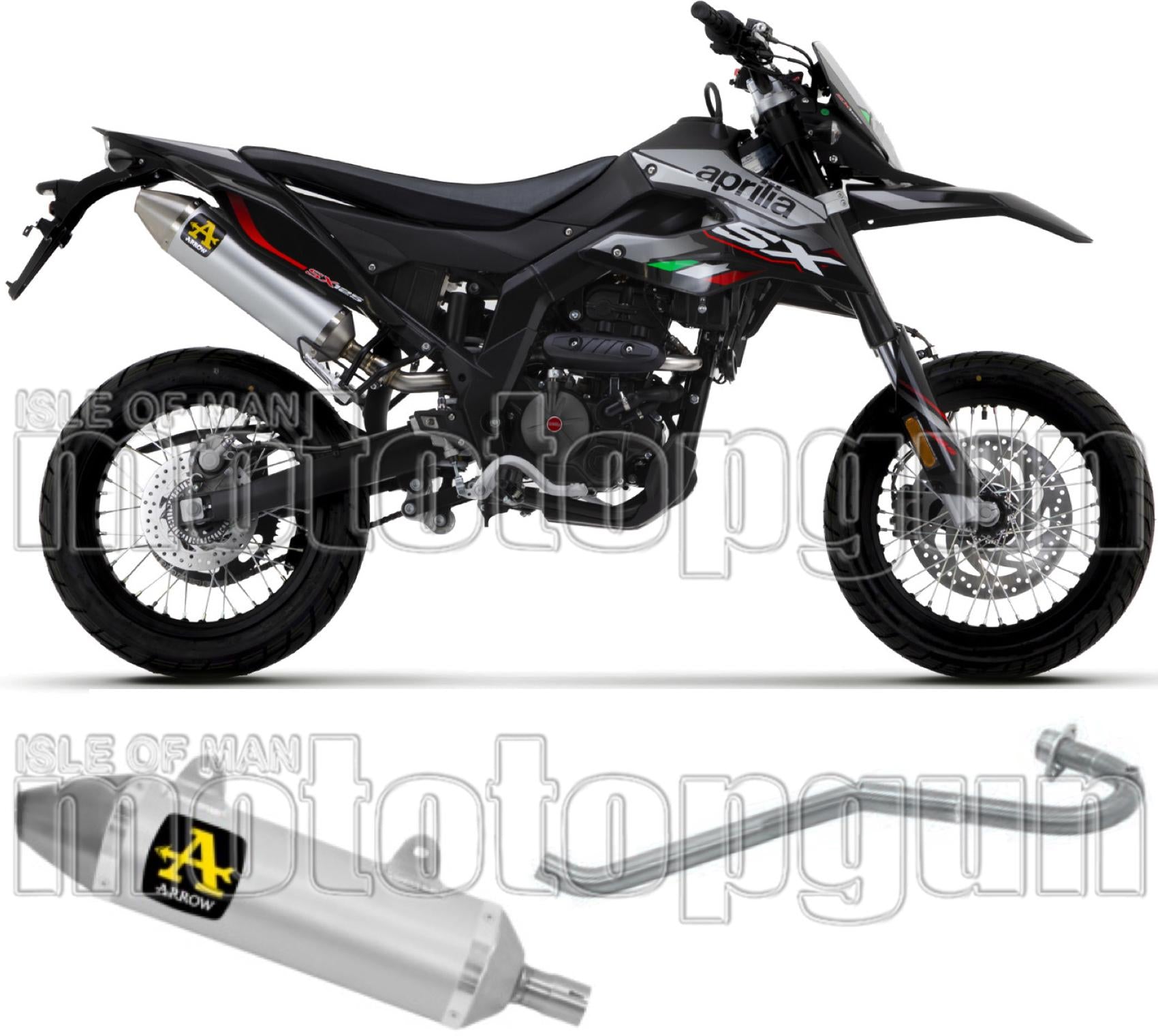 Complete Catalytic Exhaust System With Sound Certification Thunder Aluminium Stainless Steel - Arrow Special Parts Compatible With Aprilia Rx - Sx 125 4T (2018-2020)